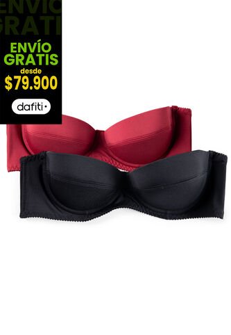 Brasier Paq X2 Mujer Negro-Rojo FI 89857 Formas Intimas