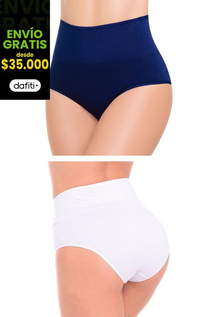 Cachetero Paq X2 Para Mujer Blanco/Azul Navy FI