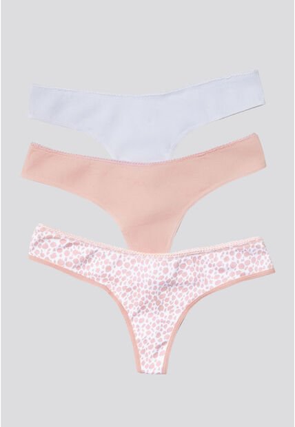 Brasilera Paq X3 Mujer Blanco/Rosa/Estampado FI 96636