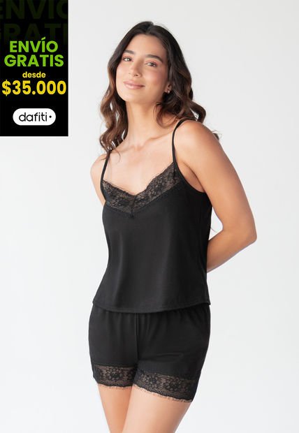 Pijama Mujer Negro Fi 106700