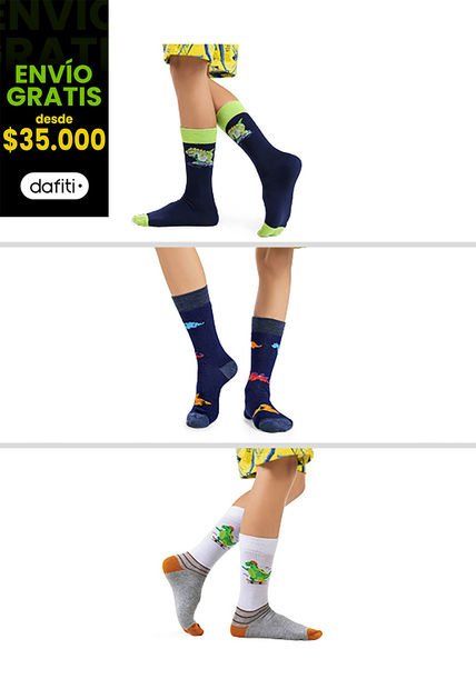 Medias Paq X3 Infantil Masculino Multicolor Fi 5498
