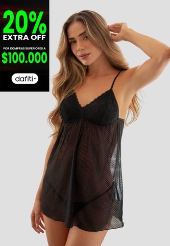 Baby Doll Vestido Mujer Negro Fi 115486 Formas Intimas