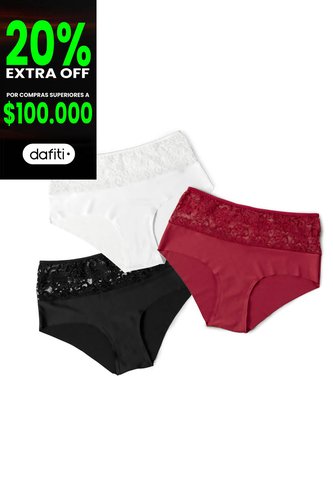 Cachetero Paq X3 Mujer Multicolor Fi 101856 Formas Intimas