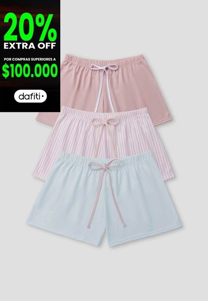 Short Paq X3 Mujer Multicolor Fi 115179
