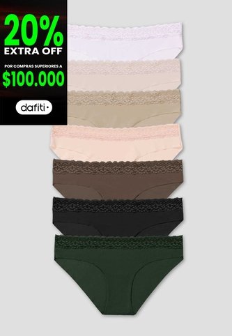 Cachetero Paq X7 Mujer Multicolor Fi 114763 Formas Intimas