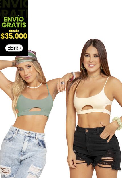 Bralette Paq X2 Mujer Caqui FI 7969