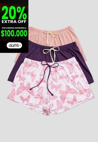 Short Paq X3 Mujer Vino-Rosa Fi 114484 Formas Intimas