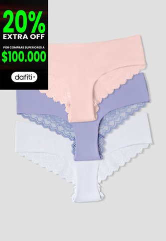 Cachetero Paq X3 Mujer Multicolor Fi 113602 Formas Intimas
