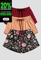 Short Paq X3 Mujer Multicolor Fi 112357 de Formas Intimas