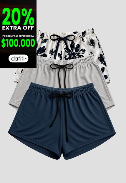 Short Paq X3 Mujer Multicolor Fi 112360