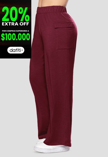 Pantalón Sudadera Mujer Vinotinto Fi 7338