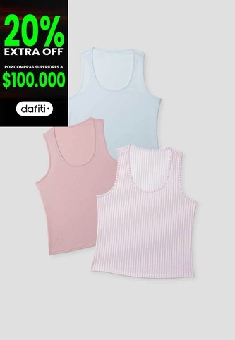 Camiseta Paq X3 Mujer Multicolor Fi 115176 Formas Intimas