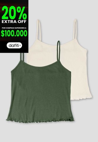 Camiseta Paq X2 Mujer Verde-Crema Fi 114757 Formas Intimas