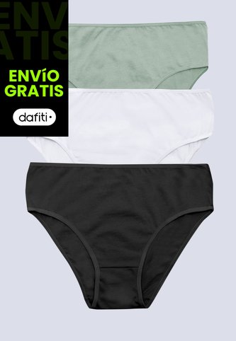 Panty Paq X3 Mujer Verde Oliva/Blanco/Negro FI 96572 Formas Intimas