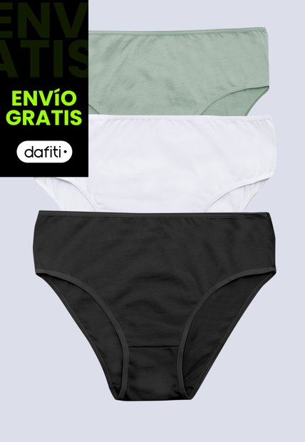 Panty Paq X3 Mujer Verde Oliva/Blanco/Negro FI 96572