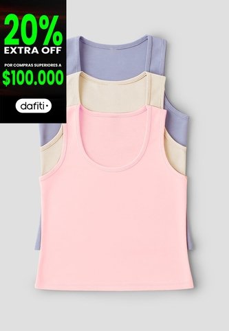 Camiseta Paq X3 Mujer Multicolor Fi 33603 Formas Intimas