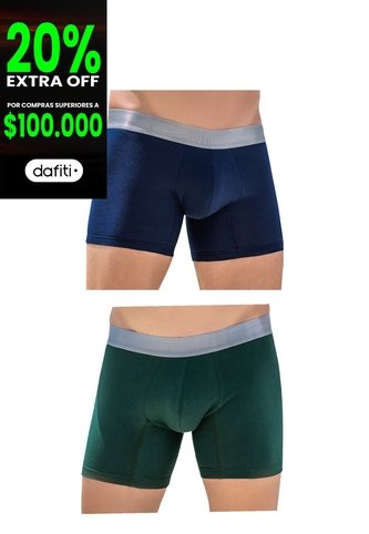 Bóxer Paq X2 Para Hombre Navy/Verde FI Formas Intimas