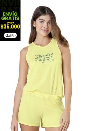 Pijama Mujer Amarillo Pastel Fi 34502