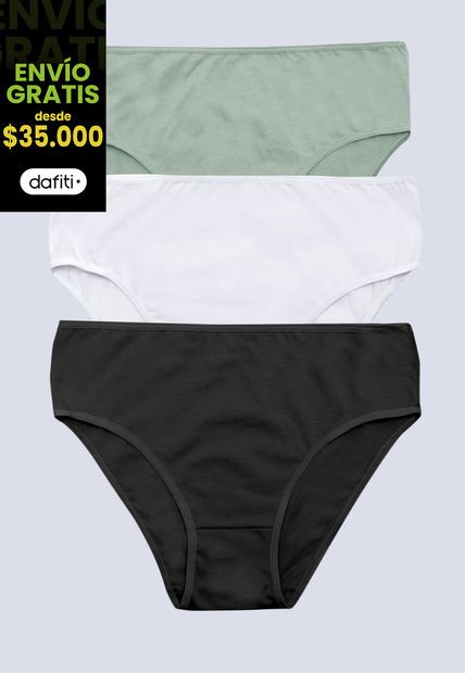 Panty Paq X3 Mujer Verde Oliva/Blanco/Negro FI 96572