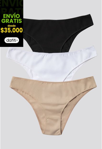 Panty Paq X3 Mujer Negro/Blanco/Piel FI 96450