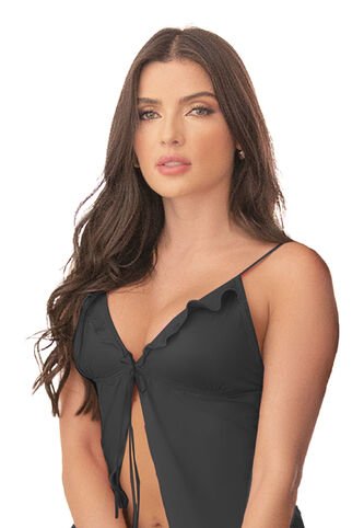Baby Doll Vestido Mujer Negro Fi 5537 Formas Intimas
