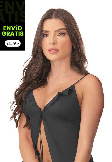Baby Doll Vestido Mujer Negro Fi 5537