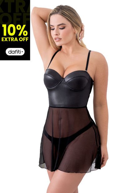 Imagen de Baby Doll Vestido Mujer Negro por Formas Intimas