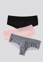 Cachetero Paq X3 Mujer Rosa/Negro/Estampado FI 96631 de Formas Intimas