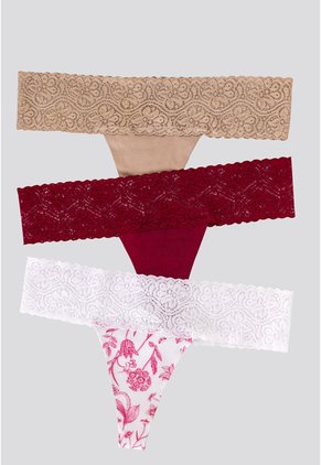 Brasilera Paq X3 Mujer Cereza/Mocca/Estampado FI 96215