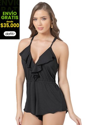 Enterizo Corto Mujer Negro Fi 5556