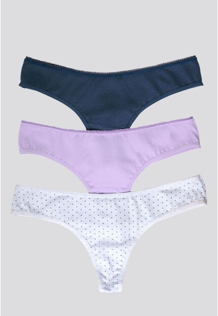 Brasilera Paq X3 Mujer Azul Navy/Lila/Estampado FI 96636