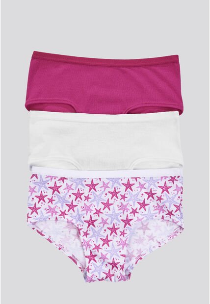 Cachetero Paq X3 Infantil Estampado/Blanco/Fucsia FI 79154