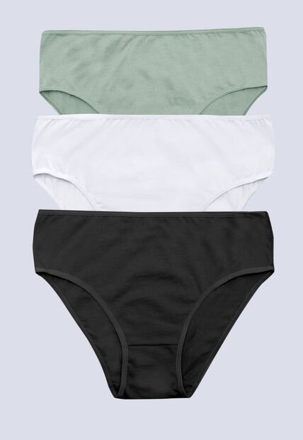 Panty Paq X3 Mujer Verde Oliva/Blanco/Negro FI 96572