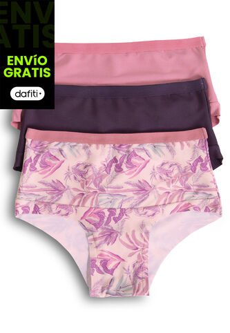 Panty Paq X3 Adulto Estampado /Paloro,O/ Berengena Fi 92475 Formas Intimas