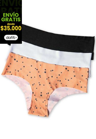 Cachetero Paq X3 Mujer Estampado/Blanco/Negro FI 32774 Formas Intimas