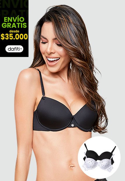 Brasier Paq X2 Mujer Negro FI 88913