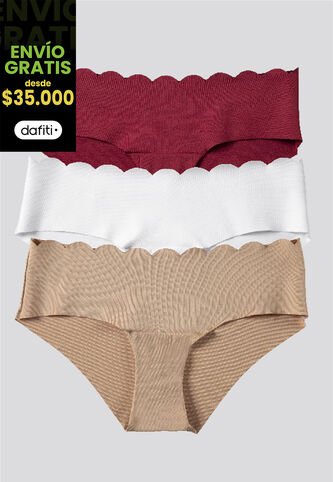 Cachetero Paq X3 Mujer Blanco/Caramelo/Vino FI 91000 Formas Intimas