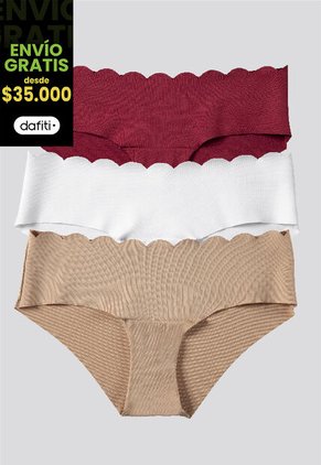 Cachetero Paq X3 Mujer Blanco/Caramelo/Vino FI 91000