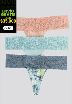 Brasilera Paq X3 Mujer Cristal/Rosa/Estampado FI 96215