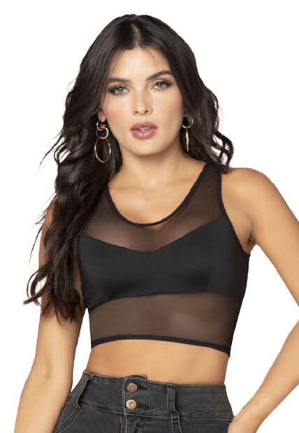 Crop Top Mujer Negro Fi 3590