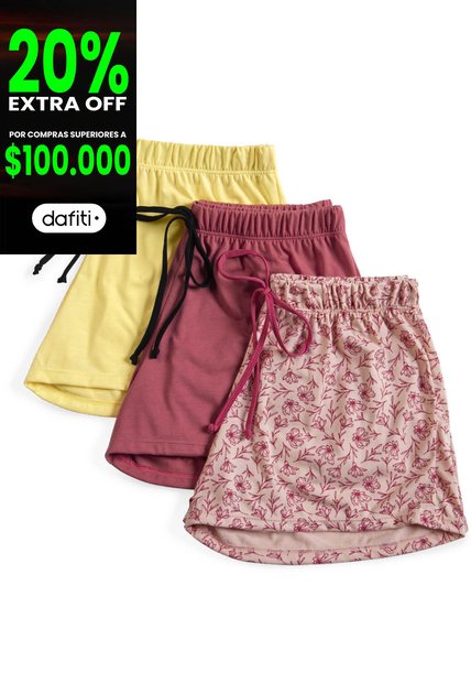 Short Mujer Paq X3 Multicolor FI 9594