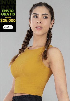 Crop Top Mujer Mostaza FI 7764