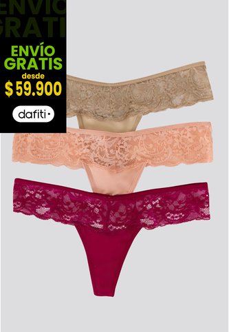 Brasilera Paq X3 Mujer Cereza/Piel/Nude FI 34542 Formas Intimas