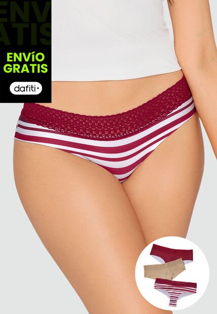 Cachetero Paq X3 Mujer Vino Tinto FI 96631