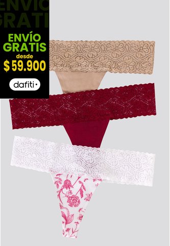 Brasilera Paq X3 Mujer Cereza/Mocca/Estampado FI 96215 Formas Intimas