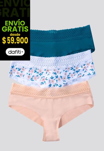 Cachetero Paq X3 Mujer Azul Petroleo FI 96631 Formas Intimas
