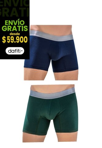 Bóxer Paq X2 Para Hombre Navy/Verde FI Formas Intimas
