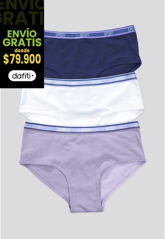 Cachetero Paq X3 Infantil Azul Oscuro/Blanco/Lila FI 87474 Formas Intimas