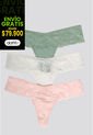 Brasilera Paq X3 Mujer Verde Oliva/Marfil/Rosa FI 34542 de Formas Intimas