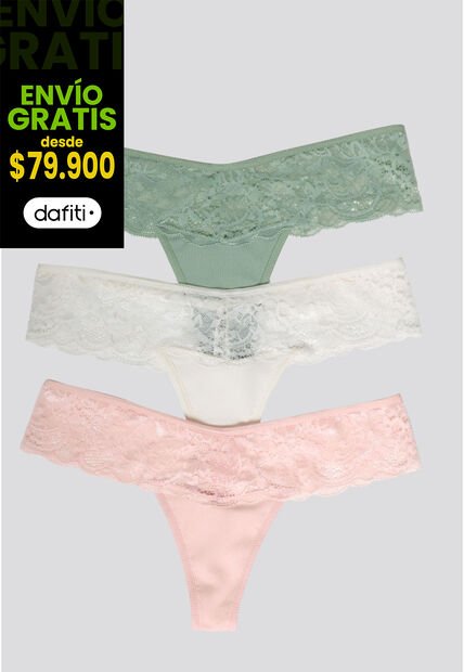Brasilera Paq X3 Mujer Verde Oliva/Marfil/Rosa FI 34542